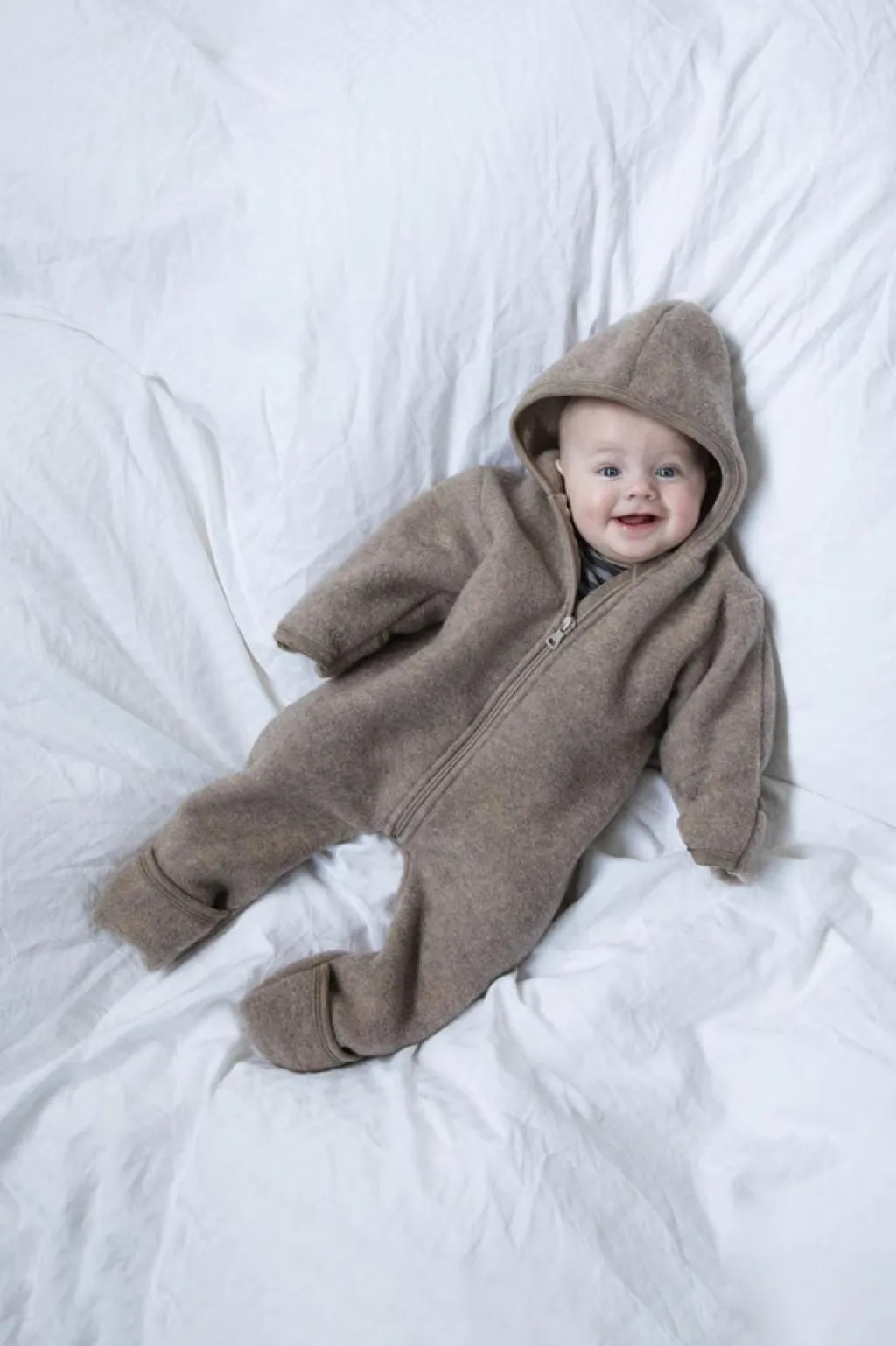 Engel Natur Wollen onesie met rits - Walnut mélange - Outlet