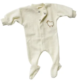 Engel Natur Wollen pyjama met voeten - Embroidery -